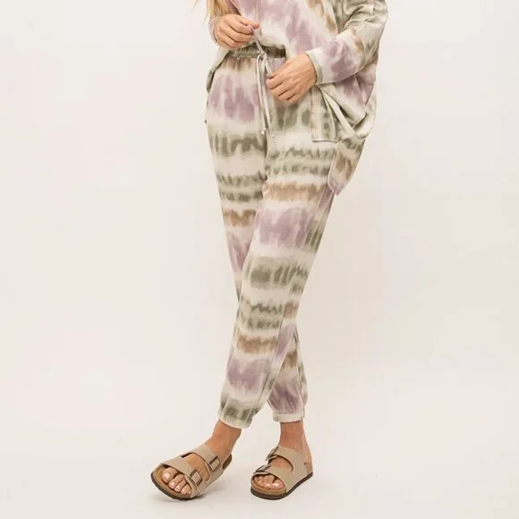 MYSTREE Women’s Tie Dye Joggers – Pastel Sage Lavender Neutral, Size [Insert Siz - Picture 2 of 7